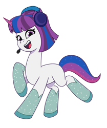 Size: 841x1007 | Tagged: safe, little rock, unicorn, g5, my little pony: tell your tale, adorarock, cute, female, headset, headset mic, horn, mare, simple background, solo, transparent background