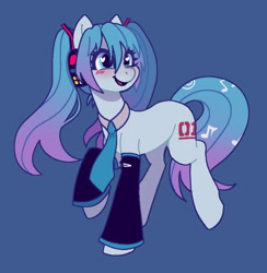 Size: 963x985 | Tagged: safe, artist:eadekki, earth pony, pony, clothes, hatsune miku, necktie, pigtails, ponified, solo, vocaloid