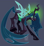 Size: 2048x2139 | Tagged: safe, artist:womaneater, queen chrysalis, changeling, changeling queen, pony, g4, solo