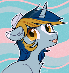 Size: 1176x1234 | Tagged: safe, artist:vensual99, oc, oc only, oc:ocean wave, pony, unicorn, bust, commission, horn, male, portrait, simple background, solo, stallion