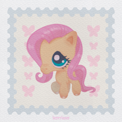 Size: 1500x1500 | Tagged: safe, artist:lompyloops, fluttershy, pegasus, pony, g4, female, littlest pet shop, mare, solo, style emulation