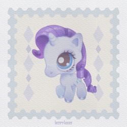 Size: 1500x1500 | Tagged: safe, artist:lompyloops, rarity, pony, unicorn, g4, female, horn, littlest pet shop, mare, solo, style emulation