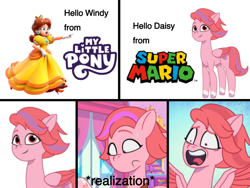 Size: 600x452 | Tagged: safe, editor:josephthedumbimpostor, windy, g5, anthophobia, meme, nintendo, princess daisy, super mario