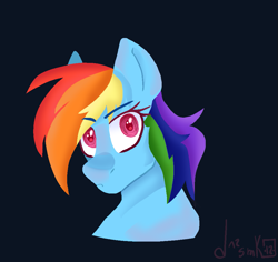 Size: 963x909 | Tagged: safe, artist:deadsmoke, rainbow dash, pegasus, g4, bust, curious, digital art, head, pixel art, portrait, simple background