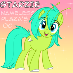 Size: 1200x1200 | Tagged: safe, artist:namelessplaza, oc, oc only, oc:starzie, alien, female, gradient background, open mouth, reference, solo