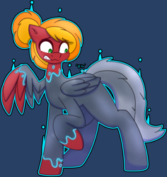 Size: 4149x4403 | Tagged: safe, artist:askhypnoswirl, oc, oc only, oc:moonatik, pegasus, commission, magic, pegasus oc, petrification, scared, solo