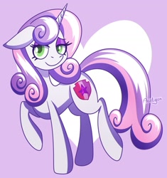 Size: 1893x2012 | Tagged: safe, artist:acidigon, sweetie belle, pony, unicorn, g4, growing up is hard to do, my little pony: friendship is magic, eyelashes, female, horn, mare, older, older sweetie belle, raised hoof, simple background, solo