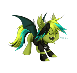 Size: 1358x1300 | Tagged: safe, artist:khvorost162, oc, oc only, bat pony, pony, commission, fangs, simple background, solo, tongue out, white background, wings