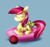 Size: 3272x3044 | Tagged: safe, artist:khvorost162, roseluck, earth pony, pony, g4, bow, chest fluff, pillow, solo, tail, tail bow, yarn, yarn ball