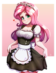 Size: 775x1000 | Tagged: safe, artist:the-park, fluttershy, human, equestria girls, g4, cute, female, fluttermaid, heart, human coloration, maid, passepartout, shyabetes, solo