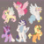 Size: 2048x2048 | Tagged: safe, artist:paperstarzz, applejack, fluttershy, pinkie pie, rainbow dash, rarity, twilight sparkle, breezie, changedling, changeling, dragon, griffon, hippogriff, kirin, g4, beak, breeziefied, changedlingified, changelingified, dragonified, female, flutterbreez, griffonized, grin, hippo pie, hippogriffied, kirin applejack, kirin-ified, mane six, open beak, open mouth, open smile, rainbow griffon, raridragon, smiling, species swap, tongue out, twiling, wings