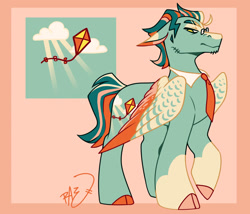 Size: 1280x1098 | Tagged: safe, artist:princessraevinflash, oc, oc only, pegasus, pony, cloven hooves, magical lesbian spawn, offspring, parent:cheerilee, parent:lightning dust, passepartout, pegasus oc, solo, story included, wings