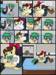 Size: 1750x2333 | Tagged: safe, artist:99999999000, oc, oc only, oc:li anna, oc:mar baolin, fish, pegasus, unicorn, comic:affection, aquarium, bed, bedroom, comic, female, glasses, horn