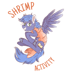 Size: 2378x2379 | Tagged: safe, artist:dacratei, oc, oc only, oc:star reader, pegasus, shrimp, activity, activity book, gift art, meme, simple background, solo, sticker, transparent background, wings