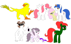 Size: 1732x1076 | Tagged: safe, artist:meghan12345, diamond dog, dog, earth pony, griffon, jack russell terrier, pegasus, pony, unicorn, g4, a duck (battle for dream island), battle for dream island, colored horn, diamond dogified, evidence bag (battle for dream island), female, filly, foal, folded wings, frozen yogurt (battle for dream island), glue (battle for dream island), griffonized, group, horn, lidded eyes, male, mare, open mouth, open smile, pastel feather (battle for dream island), phone, ponified, purple girl (battle for dream island), rose (battle for dream island), selfie dog (battle for dream island), simple background, smiling, species swap, spread wings, stallion, stick pony, sunglasses, transparent background, wings