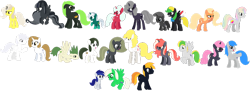 Size: 1280x469 | Tagged: safe, artist:meghan12345, earth pony, pegasus, pony, unicorn, g4, 9 ball (battle for dream island), anchor (battle for dream island), avocado (battle for dream island), battery (battle for dream island), battle for dream island, blender (battle for dream island), boom mic (battle for dream island), camera (battle for dream island), clapboard (battle for dream island), coat markings, colored wings, colt, conch shell (battle for dream island), discy (battle for dream island), female, foal, folded wings, group, horn, income tax return document (battle for dream island), kitchen sink (battle for dream island), leek (battle for dream island), male, mare, multicolored wings, onigiri (battle for dream island), open mouth, open smile, pda (battle for dream island), ponified, raised hoof, rubber spatula (battle for dream island), salt lamp (battle for dream island), scissors (battle for dream island), shampoo (battle for dream island), shopping cart (battle for dream island), simple background, smiling, snare drum (battle for dream island), socks (coat markings), spread wings, stallion, tape (battle for dream island), transparent background, vhsy (battle for dream island), wings