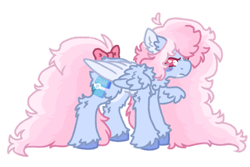 Size: 1199x800 | Tagged: safe, artist:kazmuun, oc, oc only, oc:sugarfluffs, pegasus, pony, ahoge, blue coat, blue hooves, blue wingtips, blush lines, blushing, bow, butt fluff, chest fluff, chibi, colored, colored belly, colored eyelashes, colored hooves, colored lineart, colored pinnae, colored wings, colored wingtips, commission, ear fluff, eye markings, facial markings, feminine stallion, flat colors, fluffy, folded wings, frown, heart, heart ahoge, heart eyes, hock fluff, hooves, leaning forward, leg fluff, long mane, long mane male, long tail, looking back, male, male oc, narrowed eyes, pale belly, pink bow, pink mane, pink tail, profile, red eyelashes, red eyes, signature, simple background, solo, stallion, stallion oc, standing, tail, tail accessory, tail bow, transparent background, two toned wings, unshorn fetlocks, wing fluff, wingding eyes, wings