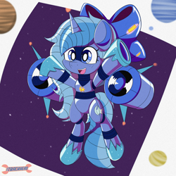 Size: 1500x1500 | Tagged: safe, artist:trackheadtherobopony, oc, oc:lulu star moonie, alicorn, pony, robot, robot pony, roboticization, solo, space