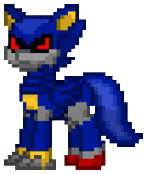 Size: 624x736 | Tagged: safe, pegasus, pony, robot, robot pony, pony town, digital art, metal sonic, pixel art, red eyes, solo, sonic the hedgehog (series)