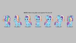 Size: 4096x2304 | Tagged: safe, lil critter workshop, glory (g5), pegasus, pony, g5, magic mirror (episode), my little pony: tell your tale, leak, spoiler:g5, spoiler:my little pony: tell your tale, spoiler:tyts02e32, concept art, download at source, downloadable, female, filly, foal, pippsqueaks, purple tail, sparkles, sparkly mane, tail, toon boom, turnaround