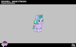 Size: 2304x1432 | Tagged: safe, lil critter workshop, seashell (g5), earth pony, pony, g5, magic mirror (episode), my little pony: tell your tale, leak, spoiler:g5, spoiler:my little pony: tell your tale, spoiler:tyts02e32, blue coat, bow, concept art, cyan eyes, female, filly, foal, green mane, green tail, looking at you, pink hooves, pippsqueaks, smiling, smiling at you, tail, tail bow, unshorn fetlocks