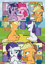 Size: 1920x2715 | Tagged: safe, artist:alexdti, applejack, pinkie pie, rarity, twilight sparkle, alicorn, earth pony, pony, unicorn, comic:how we met (italian), g4, applejack's hat, comic, cowboy hat, crying, cup, donut, female, filly, filly applejack, filly rarity, flashback, foal, food, hat, horn, italian, open mouth, open smile, sand, sandbox, smiling, speech bubble, twilight sparkle (alicorn), younger