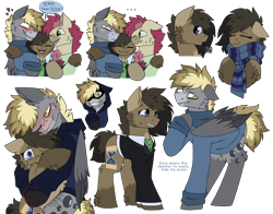 Size: 2800x2200 | Tagged: safe, artist:pegacousinceles, derpy hooves, doctor whooves, roseluck, time turner, earth pony, pegasus, pony, au:something wrong in equestria, g4, blood, dopey hooves, female, hug, male, mare, rule 63, ship:doctorderpy, ship:dopeytoress, shipping, simple background, stallion, straight, the doctoress, transparent background, yandere