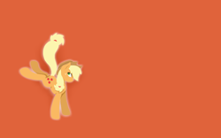 Size: 3200x2000 | Tagged: safe, artist:kathepart, applejack, g4, food, hat, lineless, orange, orange background, simple background, solo, wallpaper