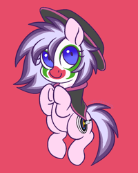 Size: 800x1000 | Tagged: safe, artist:leopardsnaps, oc, oc only, oc:funny smiles, earth pony, bigender, clothes, clown, clown makeup, cute, earth pony oc, female, grin, hat, male, mare, nonbinary, poncho, simple background, smiling, solo, stallion