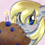 Size: 900x900 | Tagged: safe, artist:incapacitatedvixen, derpy hooves, pegasus, pony, g4, food, muffin, solo