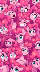 Size: 2160x3840 | Tagged: safe, artist:skysorbett, pinkie pie, earth pony, pony, g4, curly hair, curly mane, female, frog (hoof), looking at someone, looking at you, mare, multeity, open mouth, open smile, phone wallpaper, ponk, smiling, tongue out, too much pink energy is dangerous, underhoof