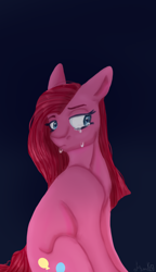 Size: 606x1049 | Tagged: safe, artist:deadsmoke, pinkie pie, earth pony, pony, g4, crying, gradient background, lineless, pinkamena diane pie, sad, sadness, solo