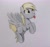 Size: 2425x2282 | Tagged: safe, anonymous artist, derpy hooves, pony, g4, :p, female, flying, mare, solo, tongue out, traditional art