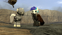 Size: 3840x2160 | Tagged: safe, artist:diverge, oc, oc only, pony, robot, fallout equestria, 3d, armor, clothes, gmod, outdoors