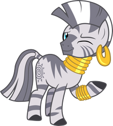 Size: 3000x3365 | Tagged: safe, artist:cloudy glow, zecora, zebra, g4, female, one eye closed, simple background, transparent background, vector, wink