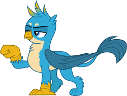 Size: 3965x3000 | Tagged: safe, artist:cloudy glow, gallus, griffon, g4, fist bump, simple background, solo, transparent background, vector