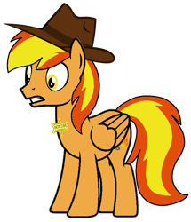 Size: 681x793 | Tagged: safe, artist:noi kincade, oc, oc only, oc:firey ratchet, pegasus, pony, g4, badge, detective, fedora, hat, male, simple background, solo, stallion, transparent background