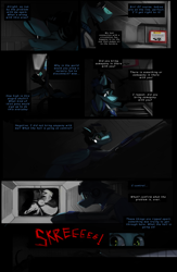 Size: 952x1456 | Tagged: safe, artist:alientsdev, soarin', alien, pony, xenomorph, comic:alien: twilight signing off, g4, alien (franchise), comic, crawling, dialogue, imminent death, ladder, male, solo, space station, speech bubble, stallion, torch, vent