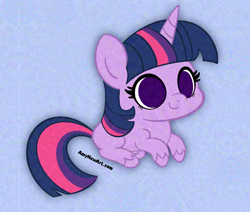 Size: 2450x2078 | Tagged: safe, artist:amynewblue, twilight sparkle, unicorn, g4, big eyes, chibi, horn, simple background, solo