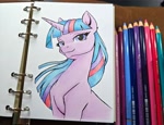 Size: 2926x2253 | Tagged: safe, artist:sierraex, twilight sparkle, pony, unicorn, g4, eyelashes, female, high res, irl, mare, pencil, photo, smuglight sparkle, solo, traditional art, unicorn twilight