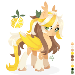 Size: 828x828 | Tagged: safe, artist:kabuvee, oc, oc only, oc:zesty squeeze, bat pony, pony, bat pony oc, commission, cutie mark, eyelashes, female, female oc, floppy ears, mare, mare oc, pony oc, reference sheet, simple background, slit pupils, smiling, solo, transparent background, watermark