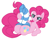 Size: 689x542 | Tagged: safe, artist:muffinz, pinkie pie, earth pony, pony, g4, :3, balloonbutt, butt, chest fluff, clothes, colored, cute, cute little fangs, dock, fangs, female, flat colors, legs in air, lying down, mare, on back, plot, simple background, socks, solo, striped socks, tail, underhoof, white background