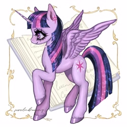 Size: 3500x3500 | Tagged: safe, artist:krol2501, twilight sparkle, alicorn, pony, g4, ear piercing, earring, female, jewelry, mare, necklace, piercing, solo, spread wings, twilight sparkle (alicorn), unshorn fetlocks, wings