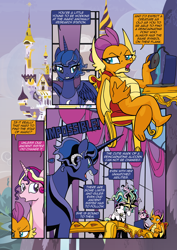 Size: 1920x2715 | Tagged: safe, artist:alexdti, artist:v-nico, princess cadance, princess celestia, princess luna, smolder, alicorn, dragon, pony, comic:alicorn of magic, g4, computer, laptop computer