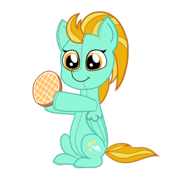 Size: 2048x2048 | Tagged: safe, artist:felisamafeles, lightning dust, pegasus, pony, g4, cute, digital art, food, plushie, simple background, sitting, smiling, solo, transparent background, waffle