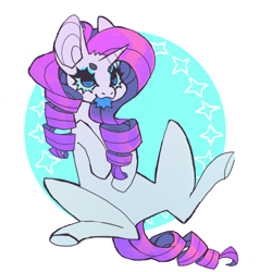 Size: 850x850 | Tagged: safe, artist:cutesykill, rarity, pony, unicorn, g4, beanbrows, big ears, blue eyes, blue eyeshadow, blue sclera, blue teeth, circle background, colored eyebrows, colored pinnae, colored sclera, colored teeth, eyebrows, eyelashes, eyeshadow, female, horn, lidded eyes, makeup, mare, no catchlights, purple mane, purple tail, raised hooves, ringlets, sharp teeth, sitting, solo, spread legs, spreading, tail, teeth, thick eyelashes, three quarter view, underhoof, unicorn horn, white coat