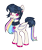 Size: 1434x1689 | Tagged: safe, alternate version, artist:onionpwder, oc, oc only, oc:indiglow, pegasus, pony, black mane, black tail, blush scribble, blushing, collar, colored hooves, ear piercing, earring, eyelashes, eyeshadow, female, female oc, folded wings, hooves, jewelry, lidded eyes, looking back, makeup, mare, mare oc, multicolored hair, multicolored mane, pegasus oc, piercing, pink hooves, purple eyeshadow, rainbow hair, rainbow tail, red eyes, shiny hooves, shiny mane, shiny tail, simple background, smiling, solo, standing, tail, three quarter view, transparent background, wings