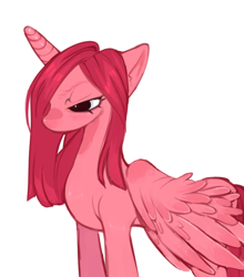 Size: 646x735 | Tagged: safe, artist:calmstate2, pinkie pie, alicorn, pony, g4, alicornified, female, mare, pinkamena diane pie, pinkiecorn, race swap, simple background, solo, white background