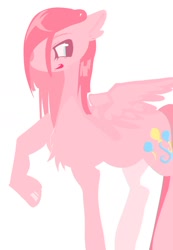 Size: 712x1027 | Tagged: safe, artist:calmstate2, pinkie pie, pegasus, pony, g4, chest fluff, female, mare, pegasus pinkie pie, pinkamena diane pie, race swap, simple background, solo, white background, wings