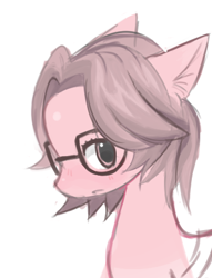 Size: 359x471 | Tagged: safe, artist:calmstate2, pony, bust, fear and hunger 2, female, glasses, mare, olivia haas (fear and hunger), ponified, simple background, solo, white background